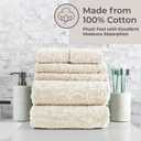 6PC Jacquard Towel Set - 500GSM 100% Cotton Bathroom Accessories - 2 Bath Sheets, 2 Hand Towels and 2 Wash Cloths - Soft and Absorbent Bathroom Set for Shower, Gym, Dorm and Spa by Lavish Home (Cream)