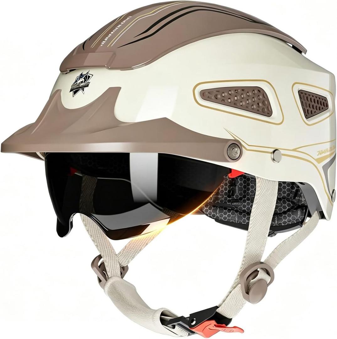 Motorcycle Half Helmet for Adults Men & Women, beige, 20.47in-25.19"
