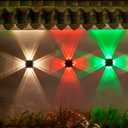 Solar Wall Lights, Up and Down Lighting Solar Outdoor Light Waterproof IP65, Solar Fence Light for Yard Garden Garage Pools Deck (8LED-Multi-Colored, 2PACK)