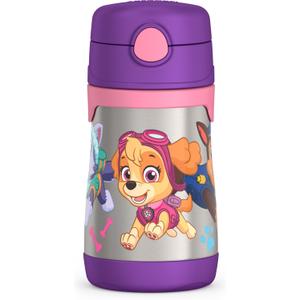 THERMOS Vacuum Insulated Stainless Steel 10oz Straw Bottle, Paw Patrol Girl