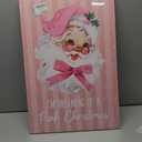 TLESKE Pink Winter Christmas Santa Claus Coquette Bow Wall Art Decor, I'm Dreaming of a Pink Christmas Canvas Wall Art Print for Teen Girls Dorm Room Bedroom, Winter Wall Artwork Picture, 16x24