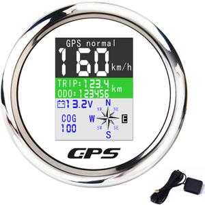 KAOLALI Digital GPS Speedometer Waterproof (Shipped from USA) Gauge COG ODO Trip Voltmeter Auto Gauge Meter 9-32V for Boat Car Truck Motorcycle Silver White 85MM (3.34)