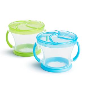 Munchkin Snack Catcher Toddler Snack Cups, No Spill, 2 Pack, Blue/Green