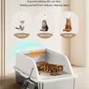XL Stainless Steel Litter Box, Extra Large Metal Cat Litter Box with High Sided for Big Cats, Enclosed Litter Boxed with Lid, Easy-Clean Cat Litter Mat & Scoop Kit, Anti-Urine Leakage (White)