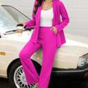 Women's 2 Piece Suits Business Casual Outfits Straight Wide Leg Pants Suits Professional Office Work Outfits (Pink, XL)