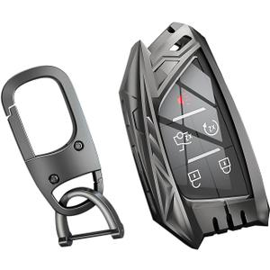 for Cadillac Key Fob Cover with Keychain,Stylish and Durable Zinc Alloy Protection Key Case Compatible with 2020-2023 Escalade ESV CT4 CT5 CT6 CTS XT6 Smart Remote Key shell Accessories