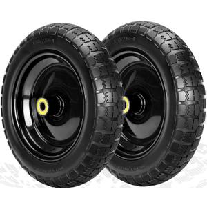 13" Flat Free Wheels Replacement for GOR Garden Cart Tires, 4.00-6 Solid Tires, 13" No Flat Wheels for GOR Garden Carts/Hand Trucks/Garden Carts (Black)