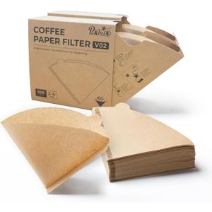 Coffee Filters V60 Coffee Filter Size 02 Cone Coffee Filters 2-4 Cups for Pour Over and Drip Coffee Maker(Natural Brown, 200 Count)