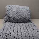 WESHIONGOO Chunky Knit Blanket Throw 50"60" Knitted Throw Blankets for Couch Bed Fluffy Soft Blanket with Jumbo Chenille Yarn Thick 100% Handmade(Dusty Blue)