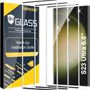 3 Pack Galaxy S23 Ultra Screen Protector, HD Clear Tempered Glass, Fingerprint Unlock, 3D Curved, Scratch Resistant, No Bubble for Samsung Galaxy S23 Ultra 5G Glass Screen Protector