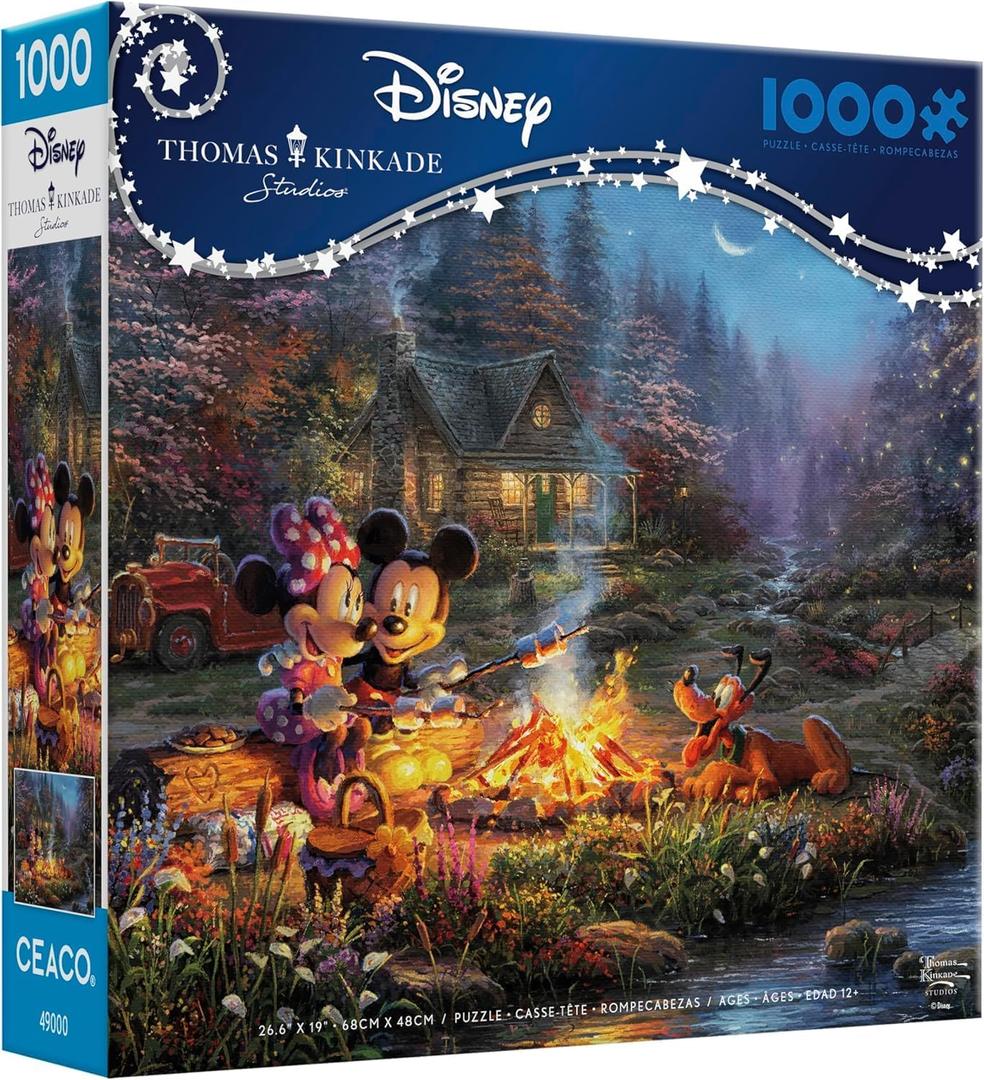 Ceaco - Disney - Thomas Kinkade - Mickey & Minnie Sweetheart Campfire - 1000 Piece Jigsaw Puzzle