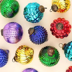 IndianShelf 5 Colourful Christmas Balls - Glass Ornaments - Multicolor Tree Balls - Large Vintage Ornaments