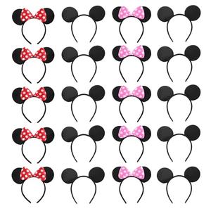 NEWTGAN 20 PCS Mouse Ears Headbands for Birthday Party Theme Park Costume Play Celebration for Boys and Girls (3color) (3 Color)