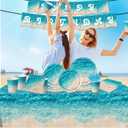 Beach Party Supplies, 142Pcs Ocean Waves Birthday Party Supplies Tableware Set Summer Pool Party Decorations Plates,Cups,Napkins,Banner,Tablecloth for Hawaiian Party Birthday Decorations