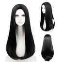 Probeauty 60cm Black Wig for Women, Long Straight Middle Part Halloween Costume Cosplay Wigs