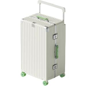 Aluminium Frame Checked-Luggage with Smooth Jelly Wheels, Hardside Zipperless Rolling Suitcase with TSA Lock (WhiteGreen, 28-Inch)