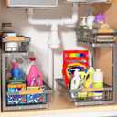 Under Sink Organizer Storage 2 Pack, 2 Tier Slide Out Height Adjustable Pull Out Cabinet Organizer Drawer for Kitchen Bathroom Large Under Sink Shelf Rack Caddy for Pantry, Grey (Gray)