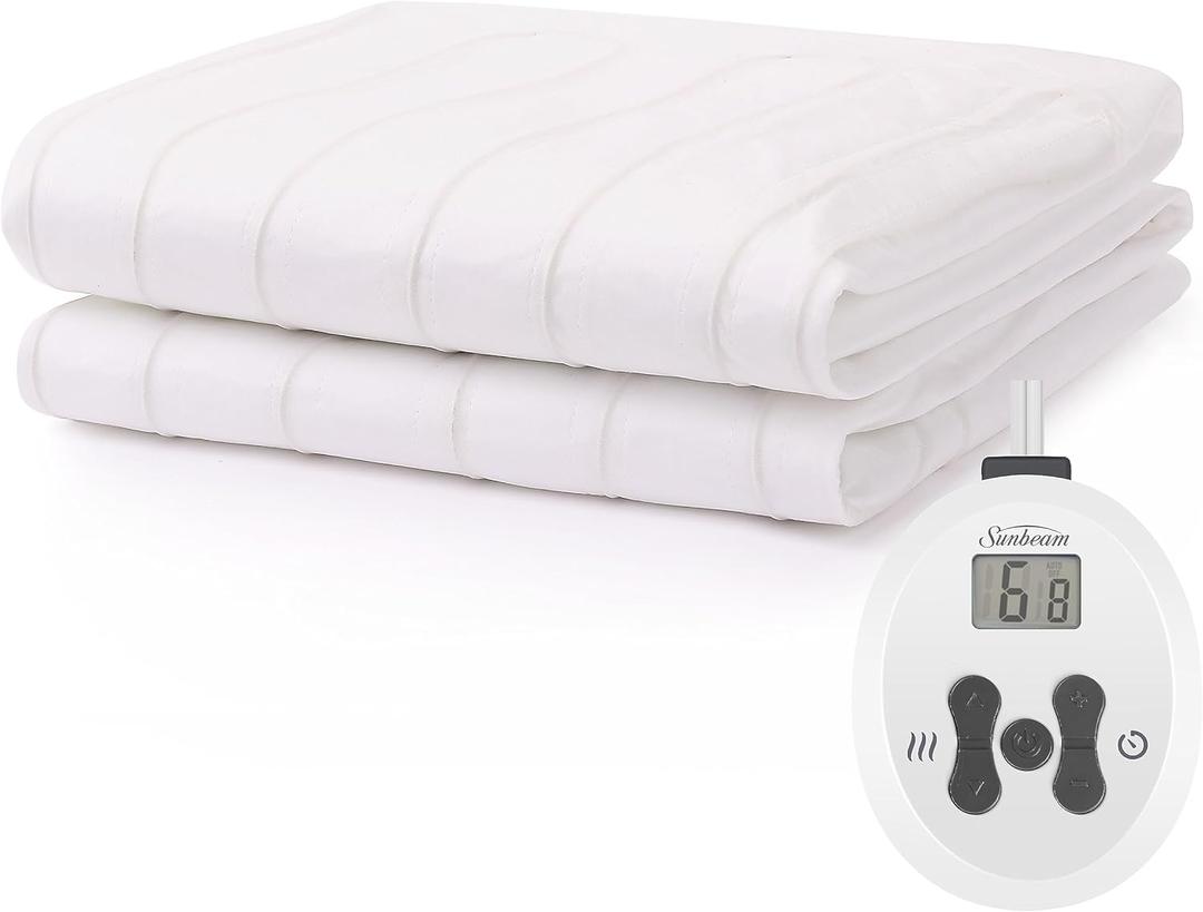 Sunbeam Restful Heated Mattress Pad - Twin, White 2 PCS, 39 in. x 75 in. 