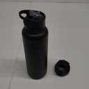 VEGOND 40 oz Insulated Water Bottle Stainless Steel Metal Water Bottles with Leak Proof Straw Lid & Spout Lid, Wide Mouth Double Walled Vacuum Travel Sports Bottle, Black