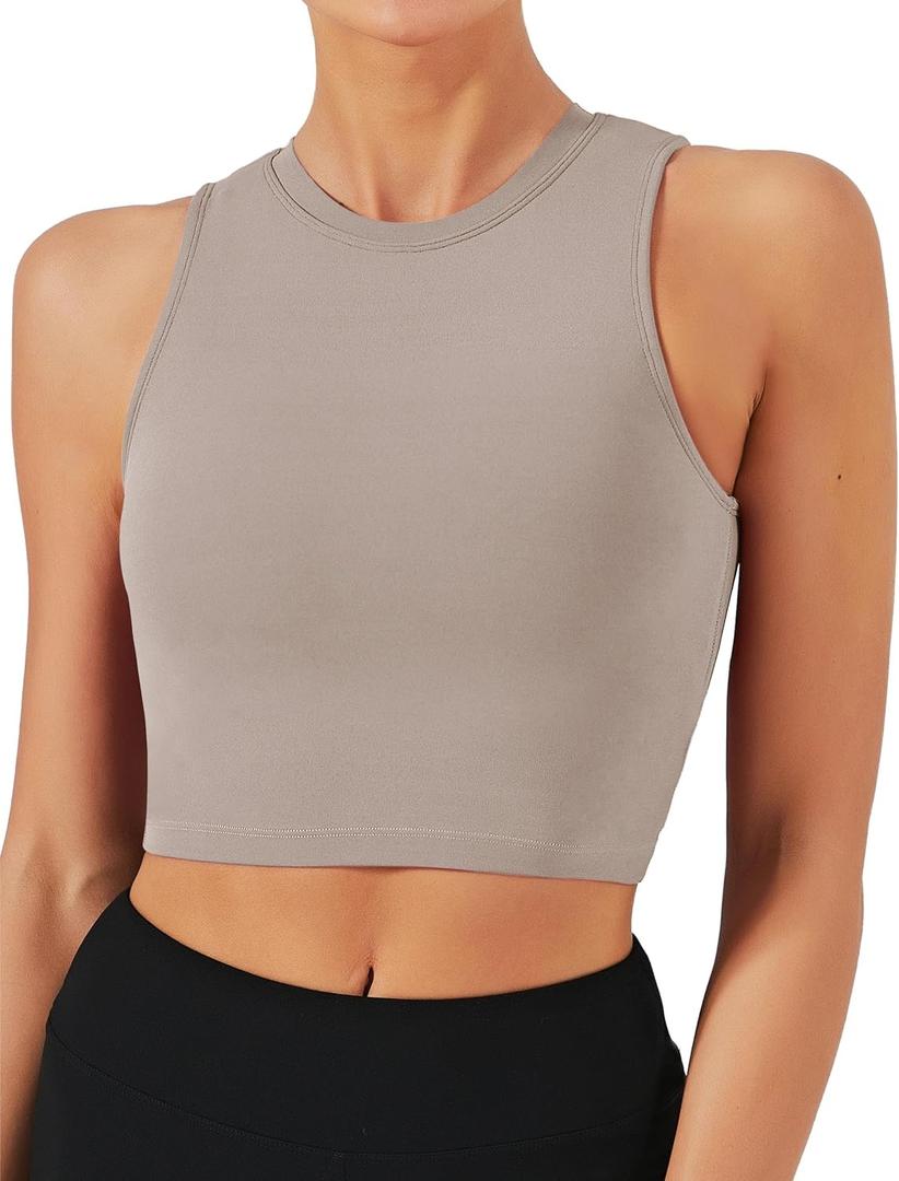 Natural Feelings Nudi Sports Bras for Women Removable Padded Yoga Tank Tops Sleeveless Fitness Workout Crop Tops S
