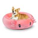 24" Pink Axolotl Pet Bed, Calming Dog & Cat Plush Bed, Fulffy Comfy Padded Cat Mat Plush Pet Bed, Non-Slip Bottom, Soft Washable Sleeping Dog Cot for Medium Small Dogs Cat Puppy Kitty