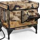 Indestructible Heated Cat House for Outside Winter, 100% Waterproof, Safe Escape Door, Insulated Outdoor Cat Shelter with Heater for Feral Barn Cat Kitty (Desert Camouflage, 12"x16"x18")