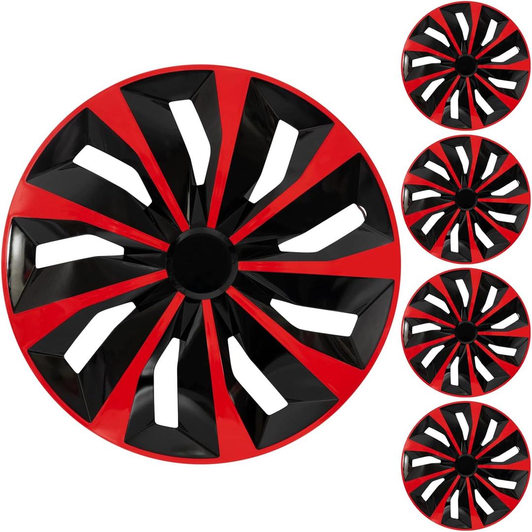 4 Pack Red Hubcap Wheel Cover Replacement 16Inch Hub Caps Universal Wheel Rim Cover ABS Material Exterior Accessories for Car Trunk SUV