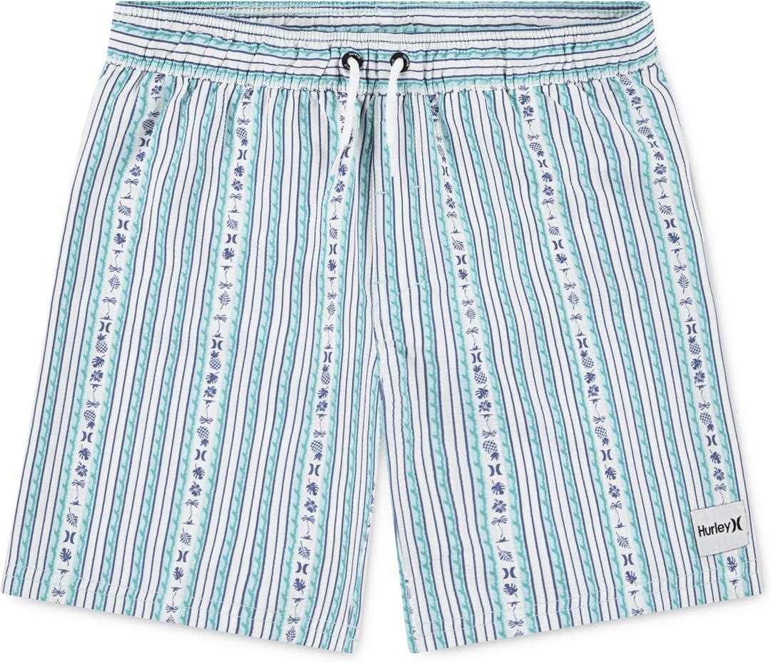 Hurley Boys Boys' Pull on Swim Trunks (Large, Mint Candy Seersucker)