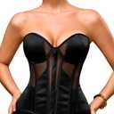 ChiaoLezhee Women's Classic & Elegant Satin Corsets, Adjustable Lace-Up Fit Sizes 00-18, Underwire Padded Boned Corset Top (Black, M)