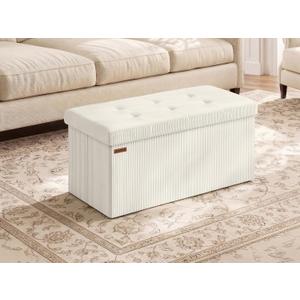 SONGMICS Ottoman Storage Bench, 30 Inch Foldable Foot Rest, 15"D x 30"W x 15"H