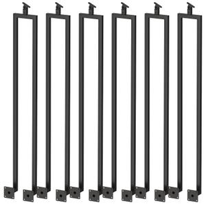 6 Pack U Shape 39.6" Stair Balusters with Adjustable Top Bracket for Staircase Interior, Side Mount Industrial Wrought Iron Balusters for Stair Handrail Porch Deck Railing Outdoor Steps