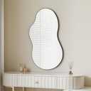 Itrue Irregular Wall Mirror, 26 x 46 Inch, Black Frame Bathroom Mirror