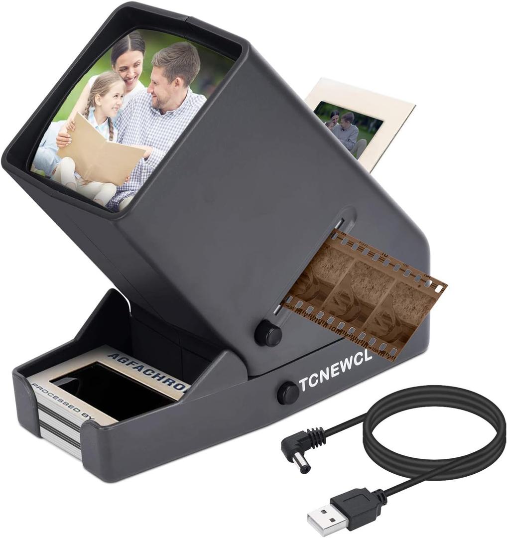 35mm Slide and Film Viewer, Negative Viewer, Desk Top LED Lighted Illuminated Viewing, 3X Magnification, USB Powered