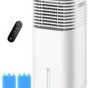 CENSTECH 4-IN-1 Portable Air Conditioners, Evaporative Air Cooler w/4 Modes & 3 Speeds, 15H Timer for Smart Auto-off, 2-Gal Tank for 20H Cooling,17FT Remote,No Hose Needed,120Oscillating Swamp Cooler