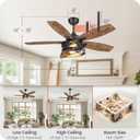 42 Inch Farmhouse Ceiling Fan with Lights and Remote, Timer, Dual Finish 5 Blades (Rustic Brown and Oak), 6 Speeds, Reversible DC Motor, Rustic Brown Caged Ceiling Fan for Bedroom FB04CF4205