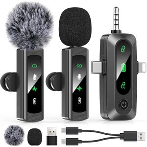 3 IN 1 Model J4 Mini Wireless Lavalier Microphone for iPhone 15 16, iOS and Android Devices - Noise Reduction Lapel Mic for Recording, Clip on Omni Lav Mic for Video Recording, Tiktok, Youtube, Vlog