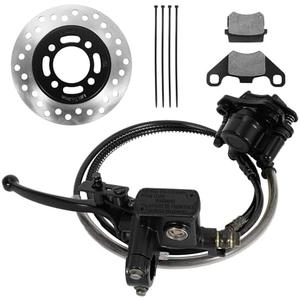 RUTU Brake Master Cylinder Caliper Left Hand Rear Mini Bike Brake Kit, 53" Brake Hose Brake Pads 160mm Disc Brake, Compatible with Kazuma Roketa BMS Taotao 50cc, 70cc, 90cc, 110cc, 125cc ATV, Black