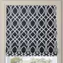 Sun Zero Dyer Modern Trellis Total Blackout Cordless Roman Shade, 31" x 64", Navy Blue