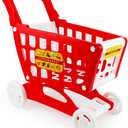 Boley Mart Red Shopping Cart Toy for Kids and Toddlers - Pretend Play Grocery Shopping Cart with Wheels - 20x18 inches - Easy Assembly - Child-Safe and Durable - Ages 3+