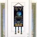 Ramadan Mubarak Banner Blue Ramadan Door Decorations Hanging Welcome Banner Sign for Holiday Party Supplies Home Office Decor