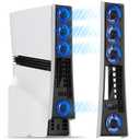 MEQI PS5 Pro Cooling Fan Enhanced Edition, Upgraded Accessories 4 Quiet Cooler Fan with Adjustable Speed and Auto On/Off, Efficient Cooling Station with LED Light & USB Hubs for Playstation 5 Pro