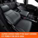 Super Cover for Ford F150 Seat Covers 2015-2025 2026, Full Set Custom Fit Faux Leather Car Seat Covers, Waterproof Pickup Truck Accessories for SuperCrew/CrewCab 1st Row Bucket Seats (XL, XLT), Black