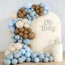 160Pcs Dusty Blue and Brown Balloon Garland Arch Kit Brown White Light Blue Balloons Balloons for Bear Baby Shower Gender Reveal Birthday Party Decorations