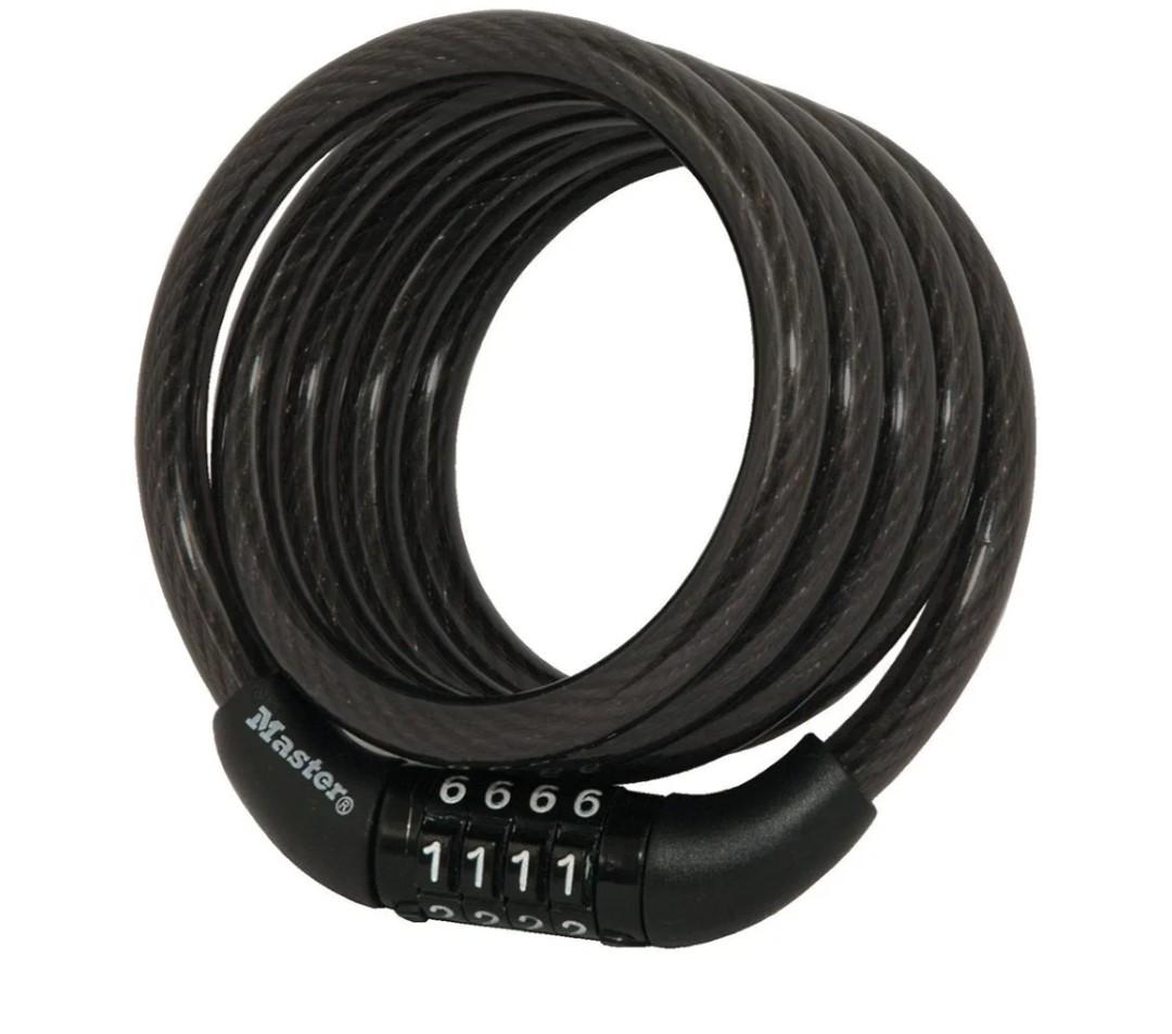 Master Lock Bike Lock Cable with Combination Black, Pack of 6