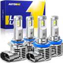 AUTOONE H11/H9/H8 9005/HB3 LED Bulbs Combo, 80000LM 900% Brighter H11 9005 White 6000K Fog Lights Canbus, 10YR Lifespan, Pack of 2
