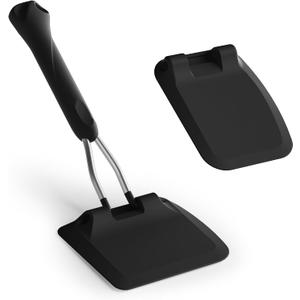 MFTEK Silicone Spatula Set, Eggs Flipper, Adjustable Angle Spatula Turner for Pancake, Fish, Burger, Swappable 2 Size Spatula Heads, Flexible, Heat-Resistant (Black)