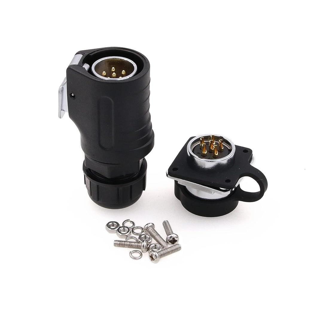 LP20 6 Pin Waterproof Connector Power 15A 500V Male and Female LED Outdoor Fast Locking Connect High Voltage Aviation Solar Panel Charge Connector