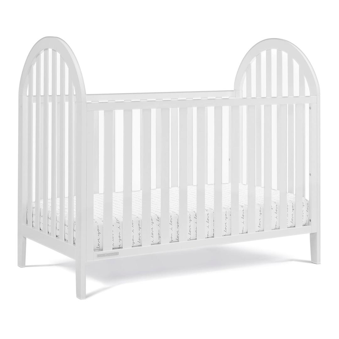 Delta Children Milano 4-in-1 Convertible Crib - Greenguard Gold Certified, Bianca White