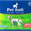 Pet Soft Disposable Male Dog Wraps - Dog Diapers for Male Dogs, Puppy Diapers 12pcs Small