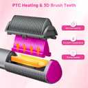 Hair Straightener Brush, 9 Temp Settings with LED Display, 30s Fast Heating for Sleek & Smooth Hair, Dual Voltage Travel Hot Comb with 3D Brush Teeth, Portable Hair Styling Tool for Women